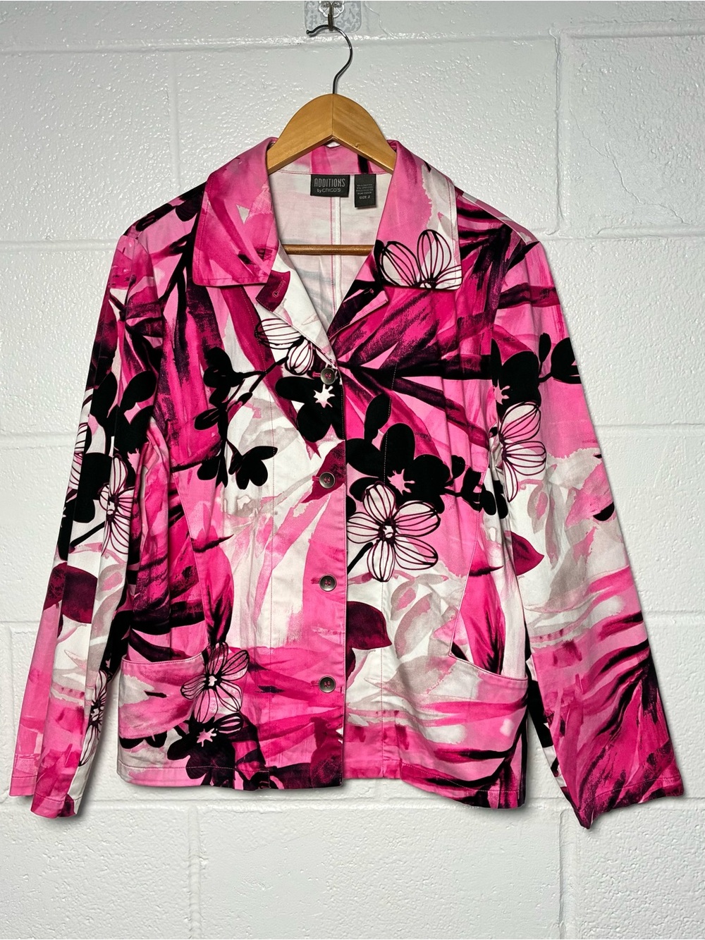 Chicos pink floral blazer jacket